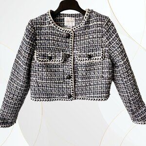 NWT Christian Lacroix Tweed Collarless Cropped Blazer